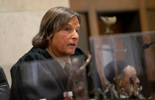 Judge James Linn speaks during a sentencing hearing for actor Jussie Smollett at the Leighton Criminal Court Building, Thursday, March 10, 2022, in Chicago. (Brian Cassella/Chicago Tribune via AP, Pool)via AP, Pool)